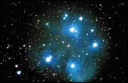 CCD image of the Pleiades open cluster (M45)